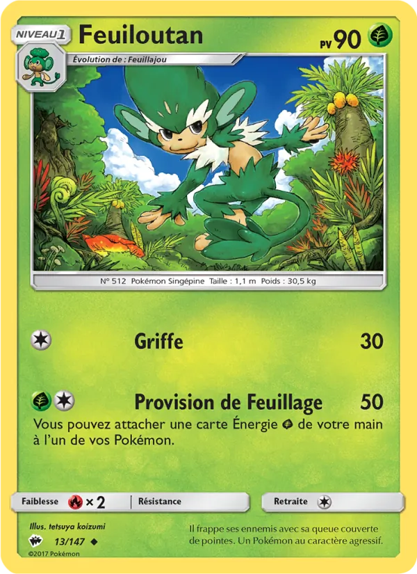 Carte Pokémon Feuiloutan 13/147 de l'extension Ombres Ardentes