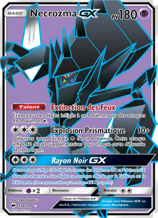 Carte Pokémon Necrozma GX 134/147 de l'extension Ombres Ardentes