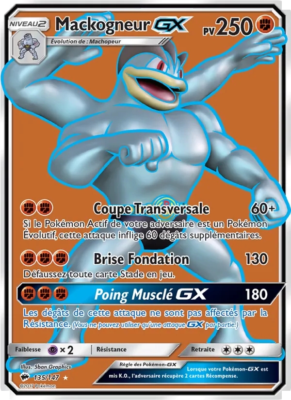 Carte Pokémon Mackogneur GX 135/147 de l'extension Ombres Ardentes