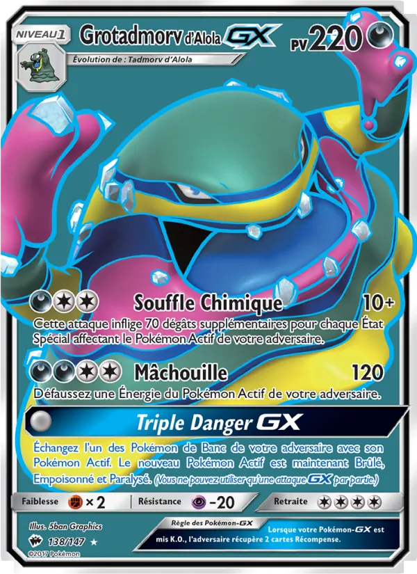 Carte Pokémon Grotadmorv d’Alola GX 138/147 de l'extension Ombres Ardentes