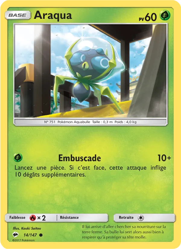 Carte Pokémon Araqua 14/147 de l'extension Ombres Ardentes