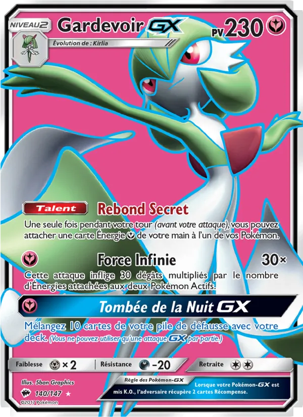 Carte Pokémon Gardevoir GX 140/147 de l'extension Ombres Ardentes