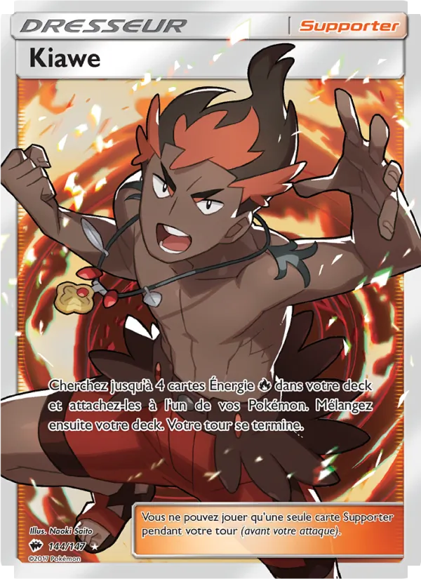 Carte Pokémon Kiawe 144/147 de l'extension Ombres Ardentes