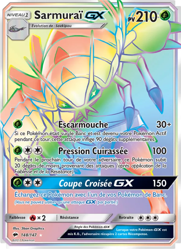 Carte Pokémon Sarmuraï GX 148/147 de l'extension Ombres Ardentes