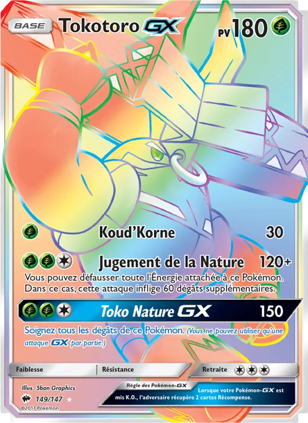 Carte Pokémon Tokotoro GX 149/147 de l'extension Ombres Ardentes