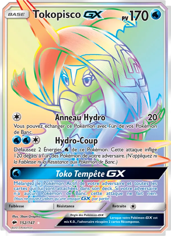 Carte Pokémon Tokopisco GX 152/147 de l'extension Ombres Ardentes