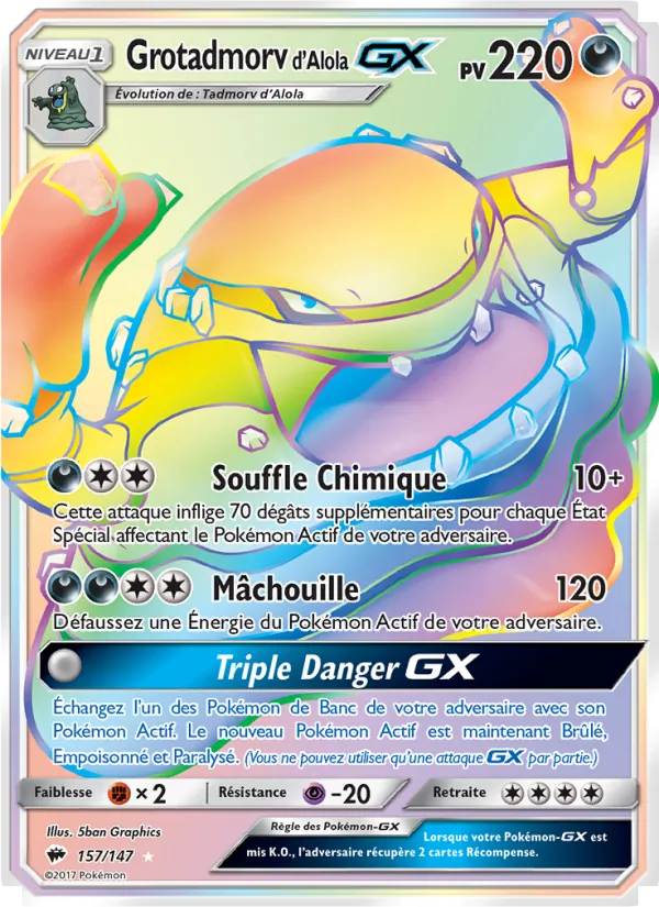 Carte Pokémon Grotadmorv d’Alola GX 157/147 de l'extension Ombres Ardentes