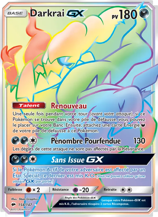 Carte Pokémon Darkrai GX 158/147 de l'extension Ombres Ardentes