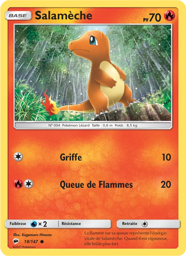 Carte Pokémon Salamèche 18/147 de l'extension Ombres Ardentes