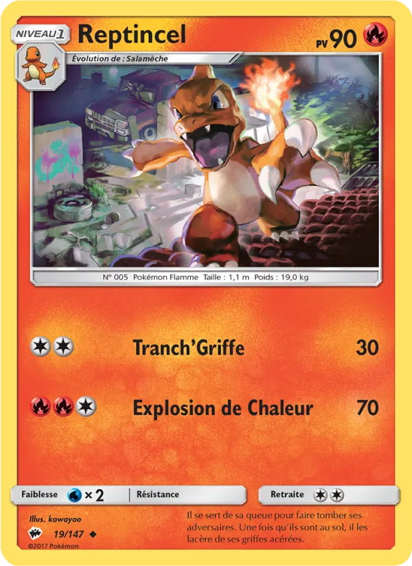 Carte Pokémon Reptincel 19/147 de l'extension Ombres Ardentes