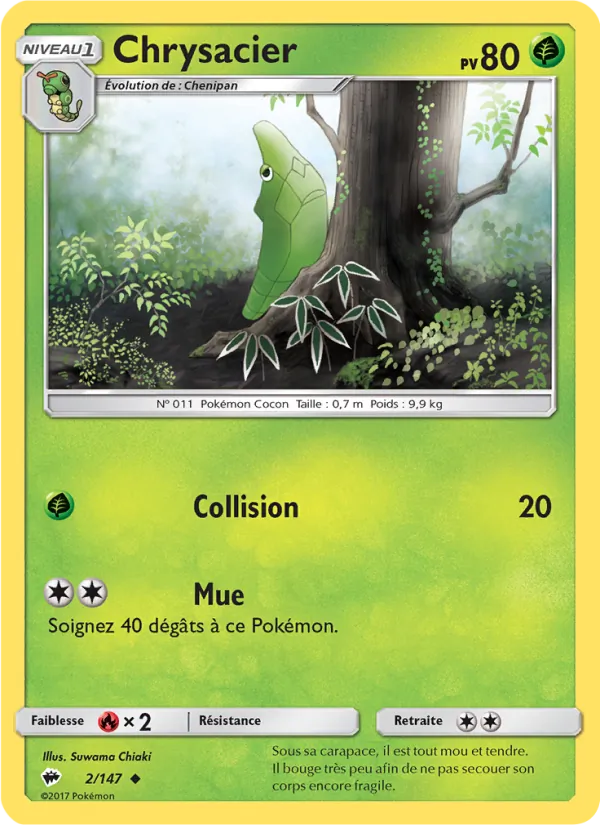 Carte Pokémon Chrysacier 2/147 de l'extension Ombres Ardentes