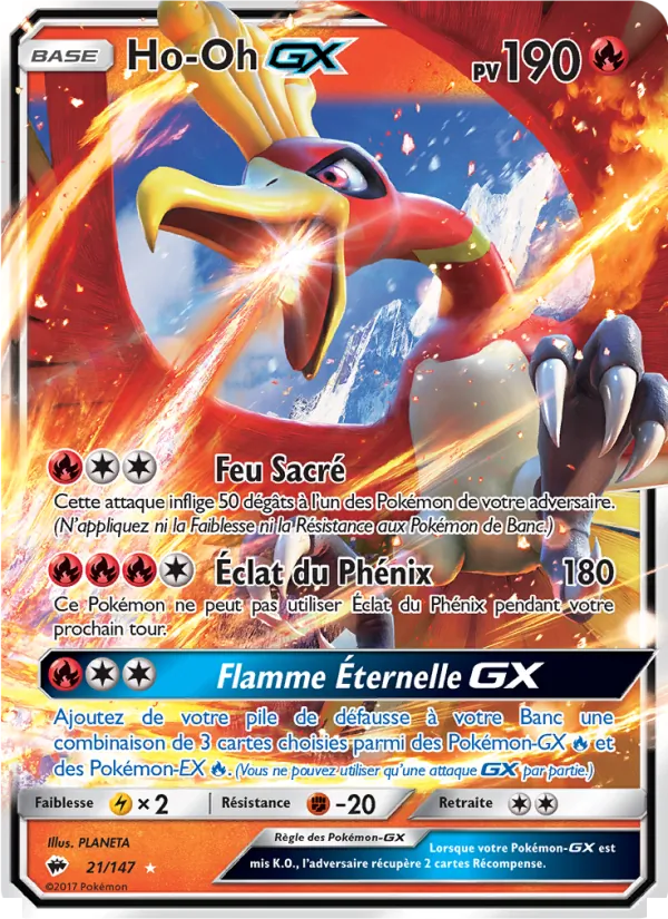 Carte Pokémon Ho-Oh GX 21/147 de l'extension Ombres Ardentes