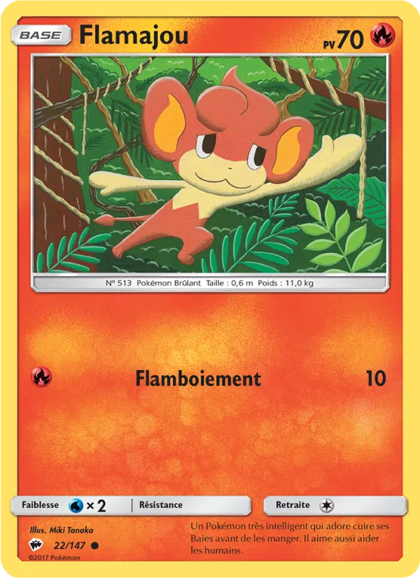 Carte Pokémon Flamajou 22/147 de l'extension Ombres Ardentes