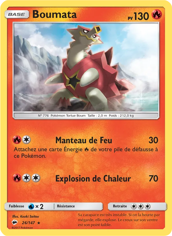 Carte Pokémon Boumata 26/147 de l'extension Ombres Ardentes