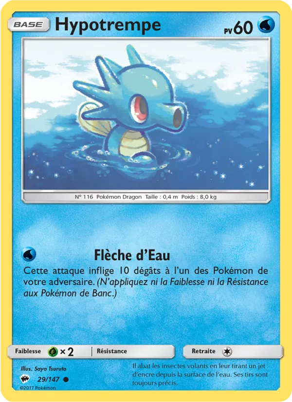 Carte Pokémon Hypotrempe 29/147 de l'extension Ombres Ardentes