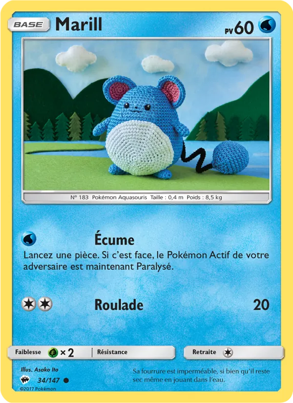 Carte Pokémon Marill 34/147 de l'extension Ombres Ardentes