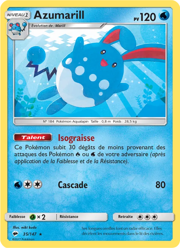 Carte Pokémon Azumarill 35/147 de l'extension Ombres Ardentes