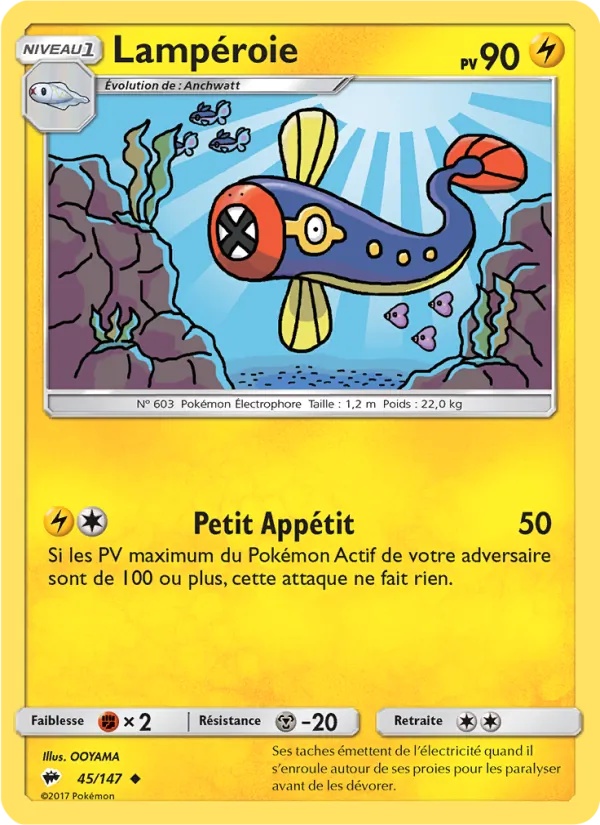 Carte Pokémon Lampéroie 45/147 de l'extension Ombres Ardentes