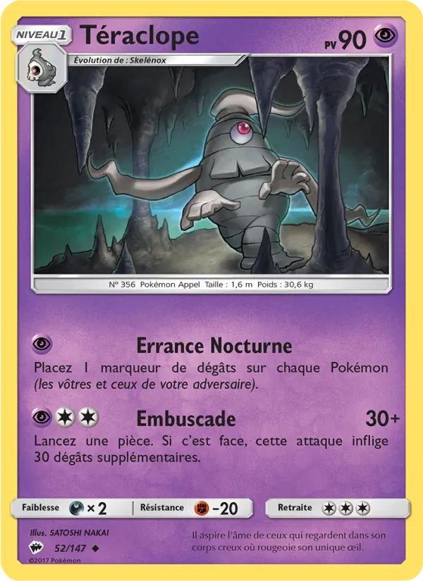 Carte Pokémon Téraclope 52/147 de l'extension Ombres Ardentes