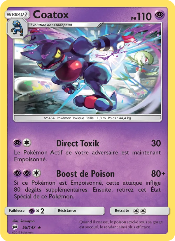 Carte Pokémon Coatox 55/147 de l'extension Ombres Ardentes