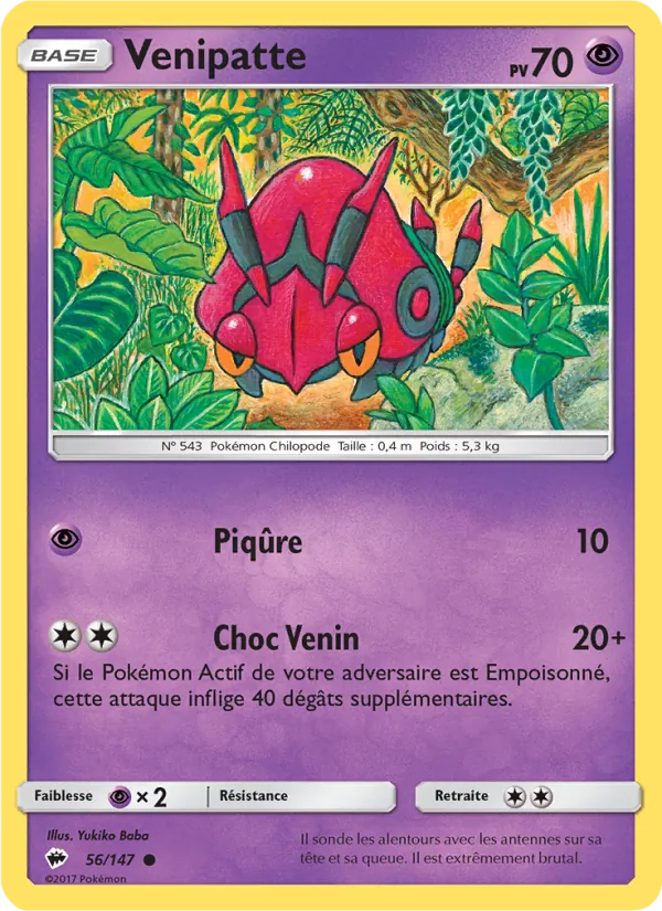 Carte Pokémon Venipatte 56/147 de l'extension Ombres Ardentes