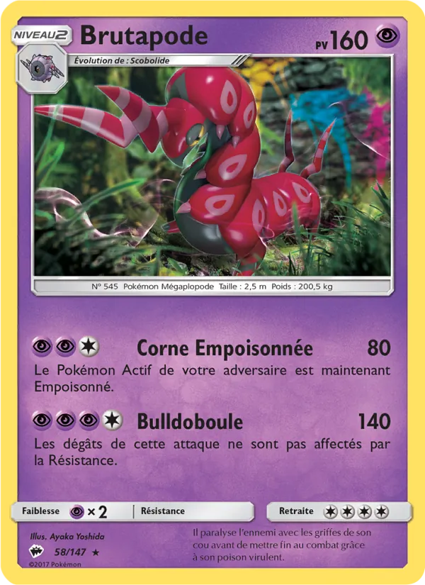 Carte Pokémon Brutapode 58/147 de l'extension Ombres Ardentes