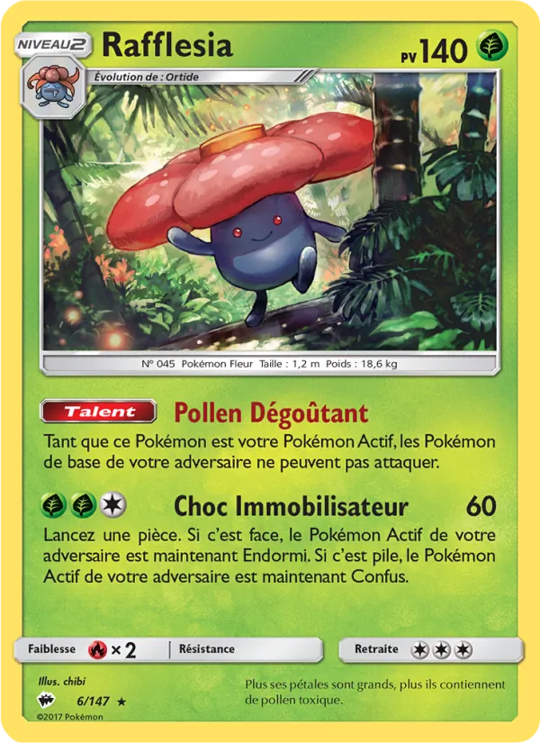 Carte Pokémon Rafflesia 6/147 de l'extension Ombres Ardentes