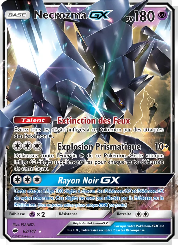 Carte Pokémon Necrozma GX 63/147 de l'extension Ombres Ardentes