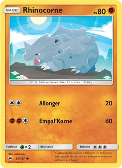Carte Pokémon Rhinocorne 65