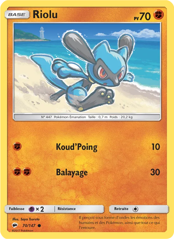 Carte Pokémon Riolu 70/147 de l'extension Ombres Ardentes