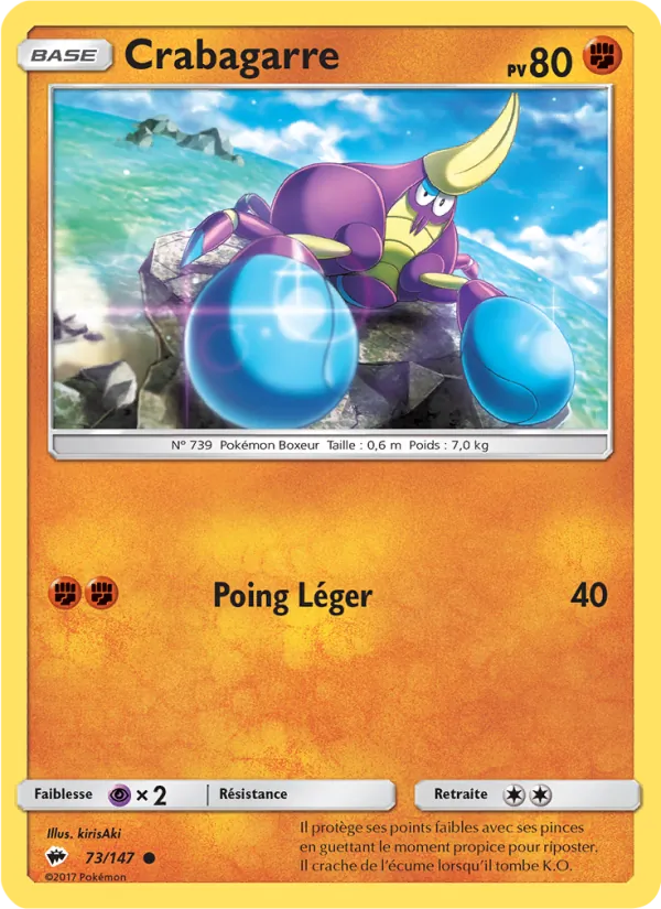Carte Pokémon Crabagarre 73/147 de l'extension Ombres Ardentes