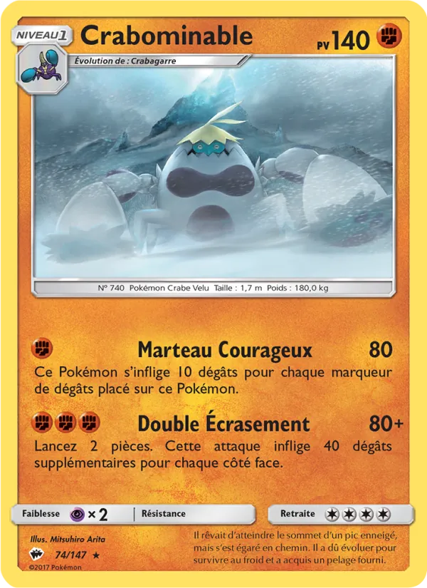 Carte Pokémon Crabominable 74/147 de l'extension Ombres Ardentes