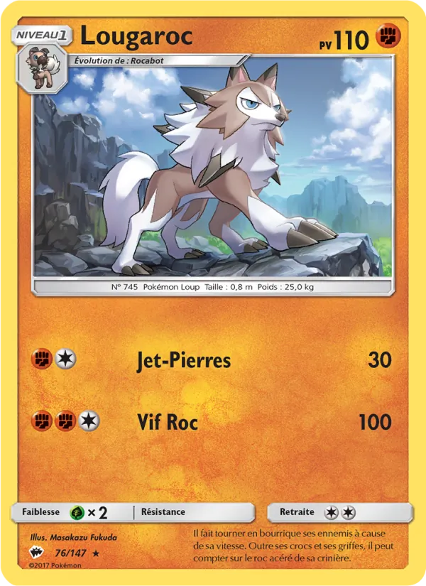 Carte Pokémon Lougaroc 76/147 de l'extension Ombres Ardentes