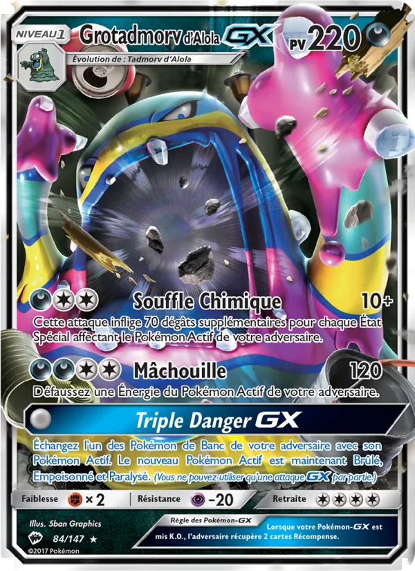 Carte Pokémon Grotadmorv d’Alola GX 84/147 de l'extension Ombres Ardentes