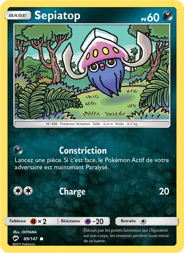 Carte Pokémon Sepiatop 89/147 de l'extension Ombres Ardentes