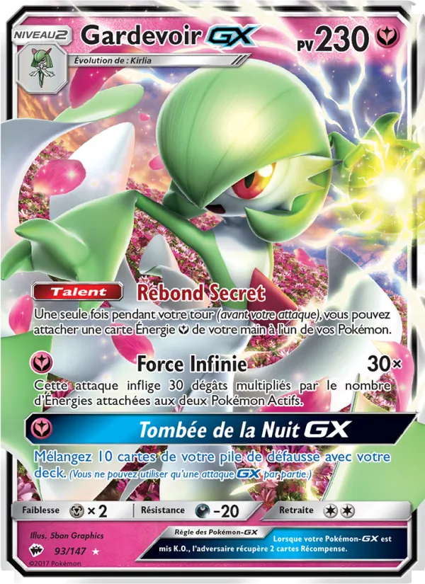 Carte Pokémon Gardevoir GX 93/147 de l'extension Ombres Ardentes