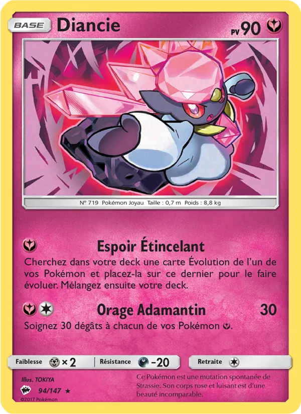 Carte Pokémon Diancie 94/147 de l'extension Ombres Ardentes