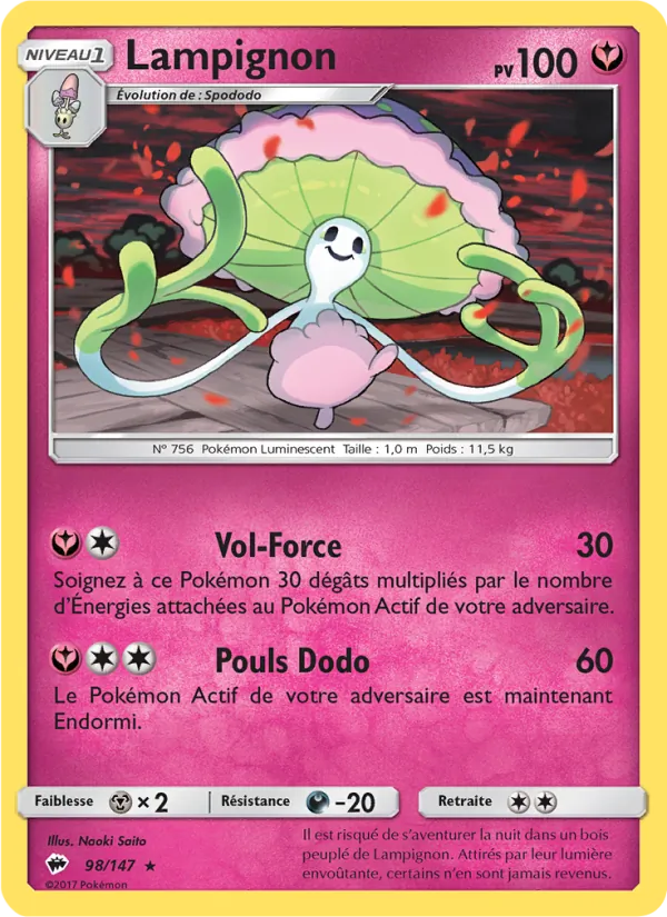 Carte Pokémon Lampignon 98/147 de l'extension Ombres Ardentes