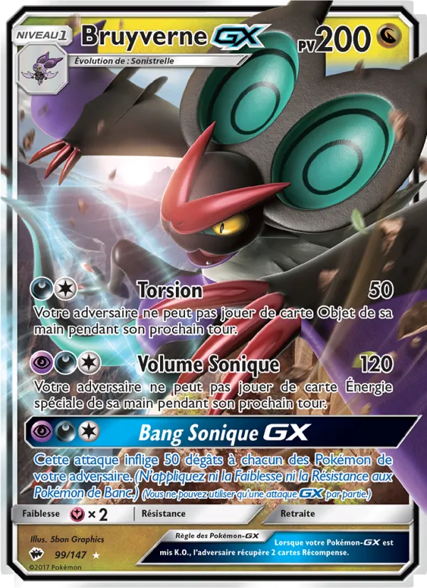 Carte Pokémon Bruyverne GX 99/147 de l'extension Ombres Ardentes