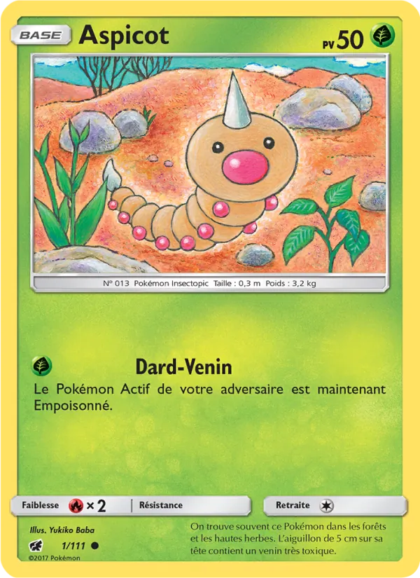 Carte Pokémon Aspicot 1/111 de l'extension Invasion Carmin