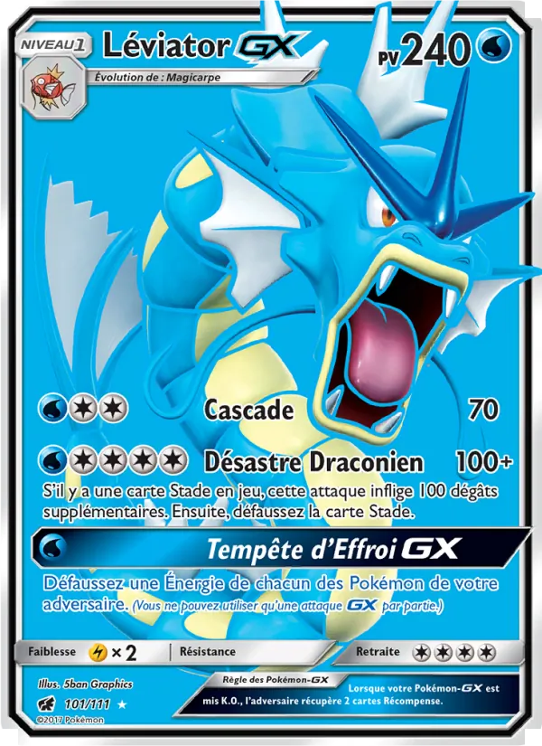 Carte Pokémon Léviator GX 101/111 de l'extension Invasion Carmin