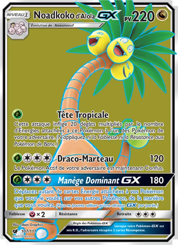 Carte Pokémon Noadkoko d’Alola GX 107/111 de l'extension Invasion Carmin