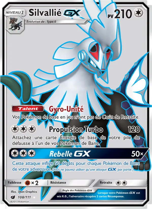 Carte Pokémon Silvallié GX 108/111 de l'extension Invasion Carmin