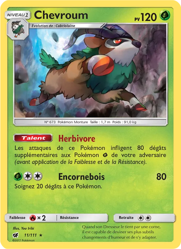 Carte Pokémon Chevroum 11/111 de l'extension Invasion Carmin