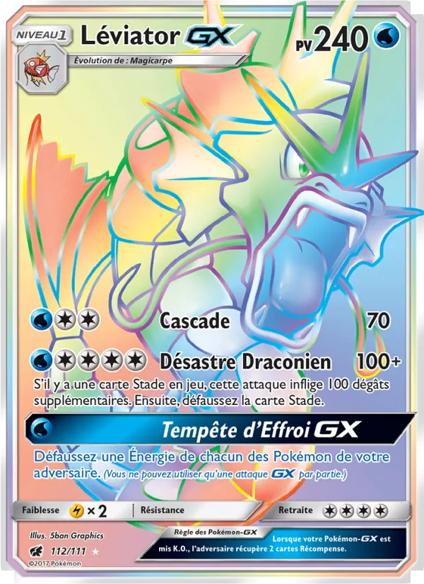 Carte Pokémon Léviator GX 112/111 de l'extension Invasion Carmin