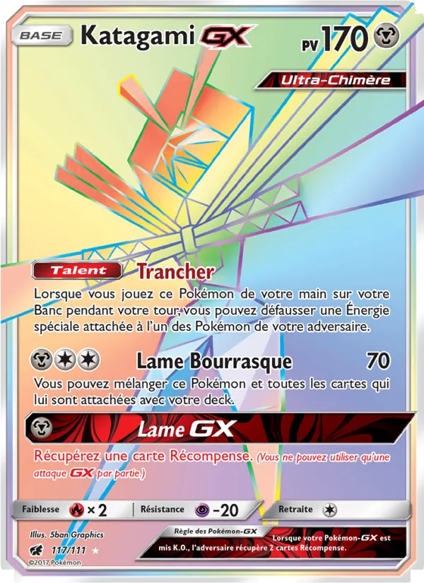 Carte Pokémon Katagami GX 117/111 de l'extension Invasion Carmin