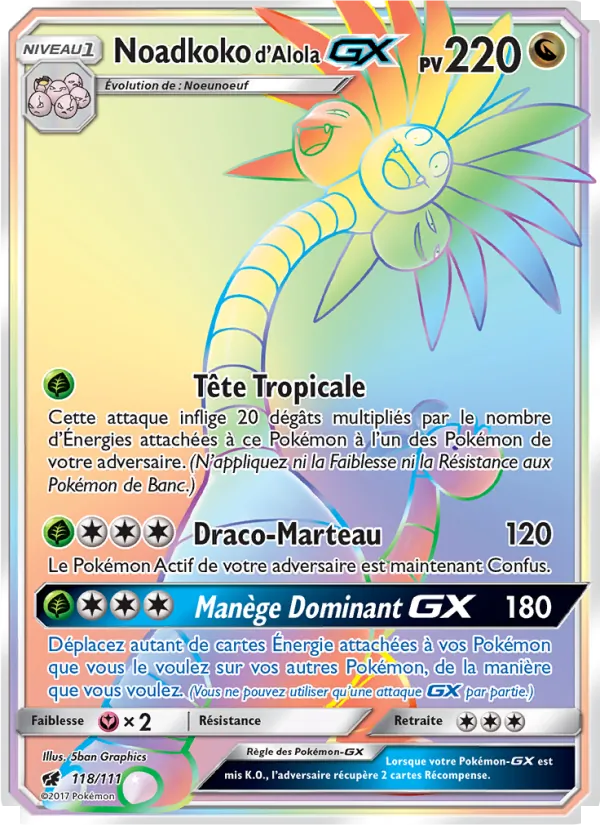 Carte Pokémon Noadkoko d’Alola GX 118/111 de l'extension Invasion Carmin