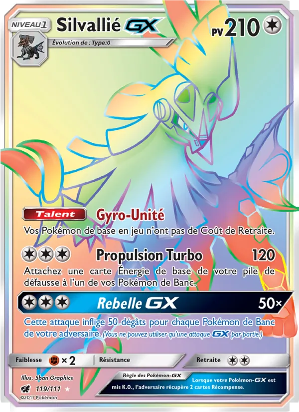 Carte Pokémon Silvallié GX 119/111 de l'extension Invasion Carmin