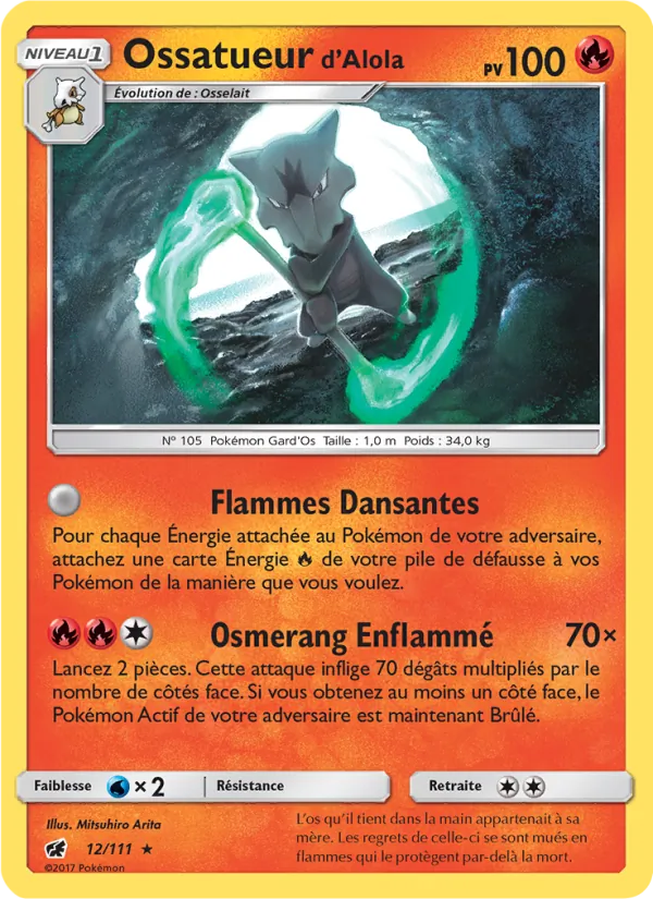 Carte Pokémon Ossatueur d’Alola 12/111 de l'extension Invasion Carmin