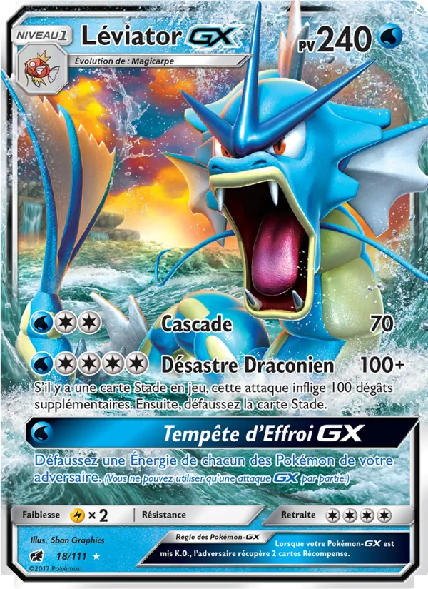 Carte Pokémon Léviator GX 18/111 de l'extension Invasion Carmin
